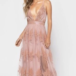 Pink floral formal dress